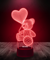 Lampka LED 3D Plexido Miś Balonik Serce