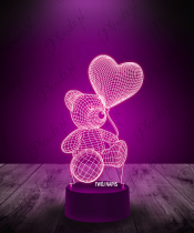 Lampka LED 3D Plexido Miś z Balonikiem Serce