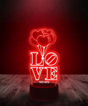 Lampka LED 3D Plexido Prezent na Walentynki Love Balony - 3