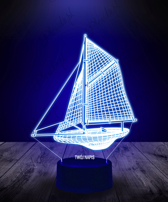 Lampka LED 3D Plexido Żaglówka Statek