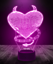 Lampka LED 3D Plexido Diabelska Miłość Serce