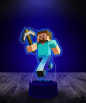 Lampka LED Plexido z Nadrukiem Minecraft Steve z Kilofem