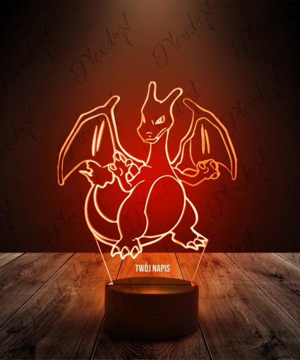 Lampka LED 3D Plexido Pokemon Charizard