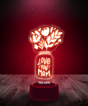 Lampka LED 3D Plexido Dzień Matki Bukiet Kwiatów w Wazonie - 1