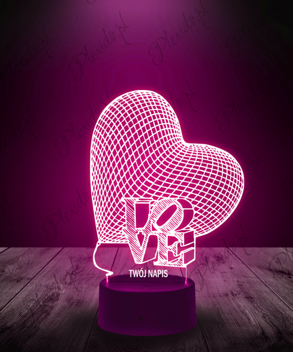 Lampka LED 3D Plexido Serce Love Walentynkowe