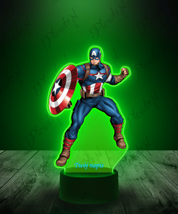 Lampka LED 3D Plexido z Nadrukiem Kapitan Ameryka Marvel