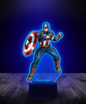 Lampka LED 3D Plexido z Nadrukiem Kapitan Ameryka Marvel