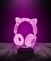 Lampka LED 3D Plexido Słuchawki Kocie Uszy