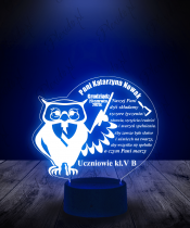 Lampka LED 3D Plexido Prezent dla Nauczycielki Sowa