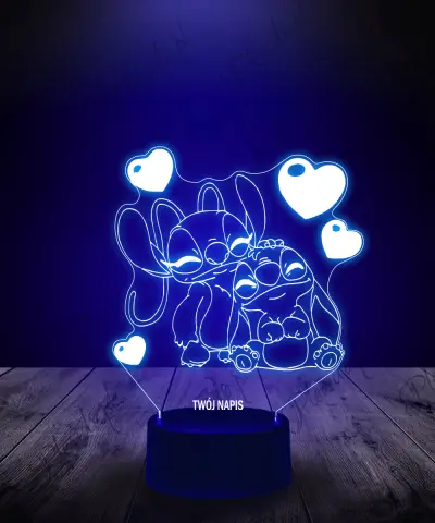 Lampka LED 3D Plexido Stich i Angel Serca