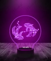 Lampka LED 3D Plexido Znak Zodiaku Ryby