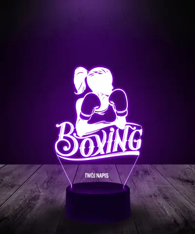 Lampka LED 3D Plexido Boks Kobieta Boxing