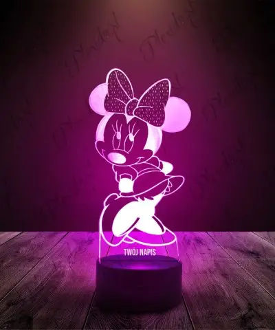 Lampka LED 3D Plexido Myszka Minnie Kokardka