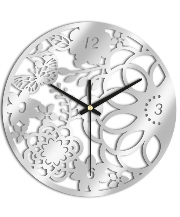 Zegar Ścienny do Salonu Plexido Biały Kwiatowy - 1