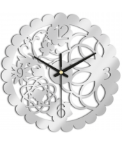 Zegar Ścienny do Salonu Plexido Biały Kwiaty - 1