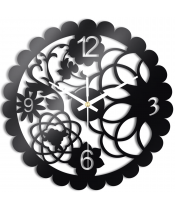 Zegar Ścienny do Salonu Plexido Czarny Kwiaty - 1