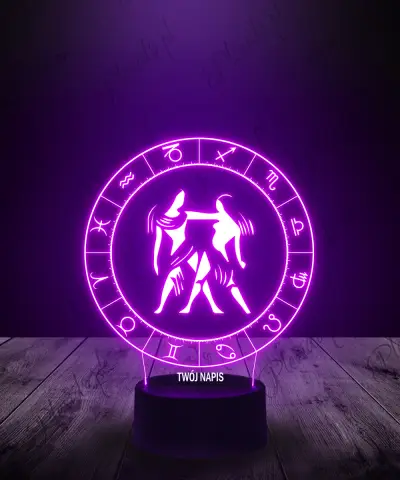 Lampka LED 3D Plexido Bliźnięta Znak Zodiaku 21.05–20.06 - 1