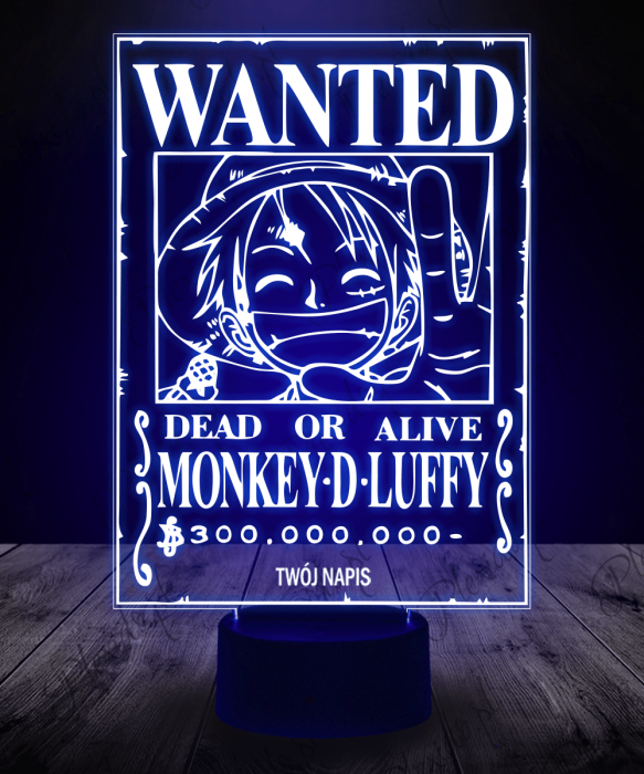 Lampka LED 3D Plexido Monkey Luffy Wanted - 1
