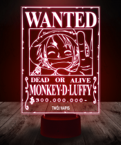 Lampka LED 3D Plexido Monkey Luffy Wanted - 2