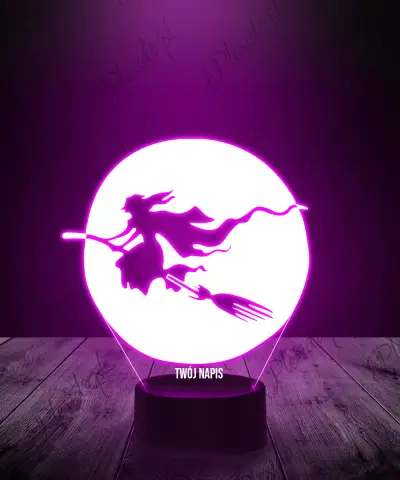 Lampka LED 3D Plexido Halloween Czarownica na Miotle