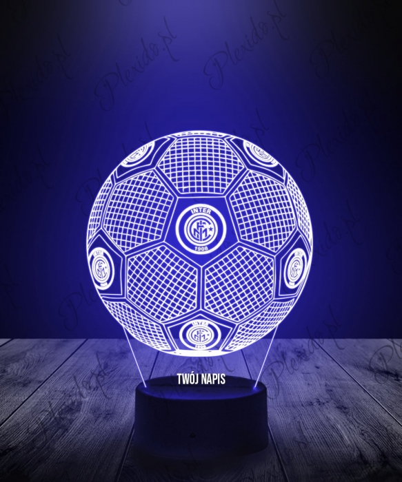 Lampka LED 3D Plexido z Nadrukiem Piłka Nożna Klub Inter Mediolan - 1