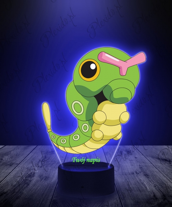 Lampka LED 3D Plexido z Nadrukiem UV Pokemon Caterpie - 1