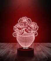 Lampka LED 3D Plexido Róże Kwiaty w Wazonie - 1