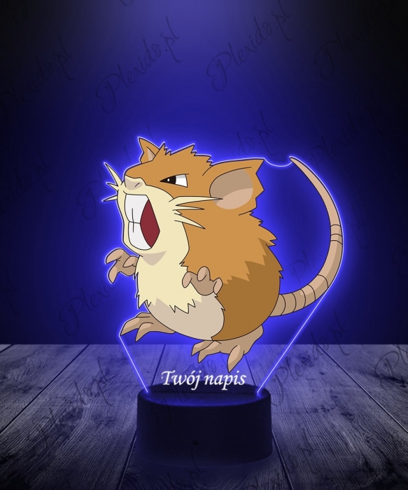 Lampka LED 3D Plexido z Nadrukiem UV Pokemon Raticate - 1