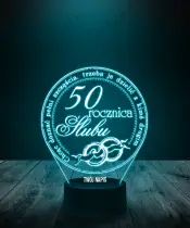 Lampka LED 3D Plexido 50 Rocznica Ślubu Złote Gody - 2