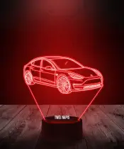 Lampka LED 3D Plexido Samochód Tesla 3 - 1