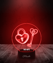 Prezent na Walentynki Lampka LED 3D Plexido Kłódka