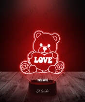 Prezent na Walentynki Lampka LED 3D Plexido Walentynki Miś Love