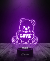 Prezent na Walentynki Lampka LED 3D Plexido Walentynki Miś Love - 3