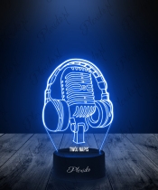 Lampka LED 3D Plexido Muzyka Słuchawki z Mikrofonem Wokalista
