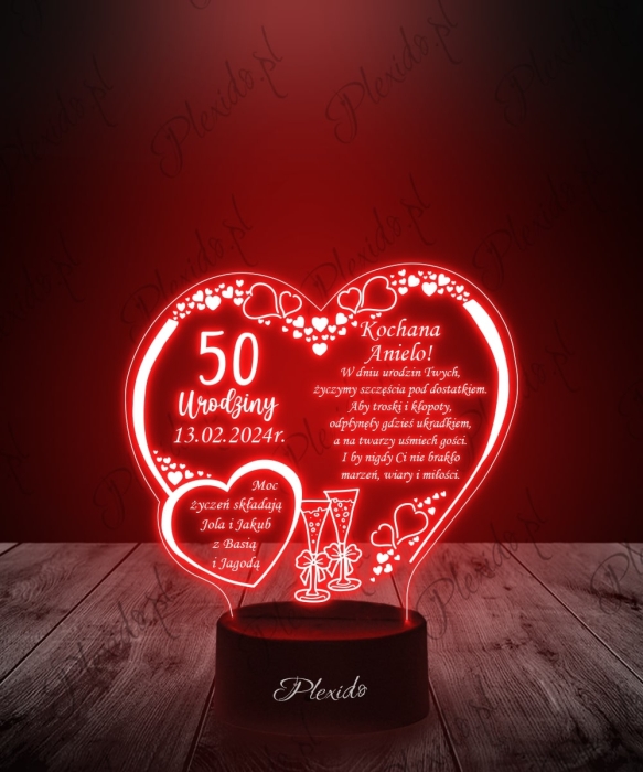 Lampka LED 3D Plexido Prezent na 50 Urodziny