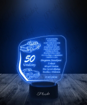 Lampka LED 3D Plexido Pamiątka na 50 Urodziny Życzenia