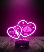 Lampka LED 3D Plexido Prezent na Dzień Kobiet Życzenia Serca