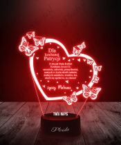 Lampka LED 3D Plexido Prezent na Dzień Kobiet Życzenia Motyle Serce