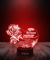 Lampka LED 3D Plexido Prezent na Dzień Kobiet Życzenia Serce Róży