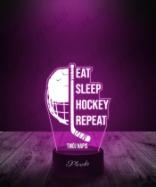 Lampka LED 3D Plexido Sport Hokej Kije Kask Eat Sleep HOCKEY - 1