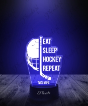 Lampka LED 3D Plexido Sport Hokej Kije Kask Eat Sleep HOCKEY