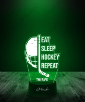 Lampka LED 3D Plexido Sport Hokej Kije Kask Eat Sleep HOCKEY - 3