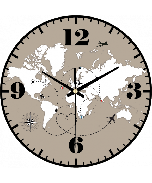 zegar_ścienny_mapa_świata_plexido_podróżniczy