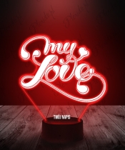 Lampka LED 3D Plexido Napis My Love