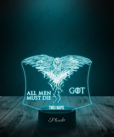 Lampka LED 3D Plexido Gra o Tron All Men Must Die