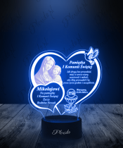Pamiątka Pierwszej Komunii Świętej Maryja Lampka LED 3D Plexido