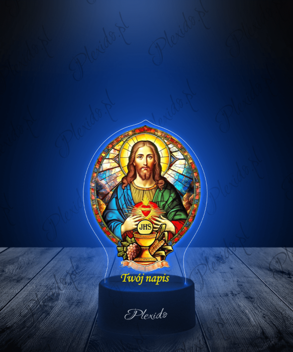 Pamiątka Komunia Święta Jezus Lampka LED Plexido