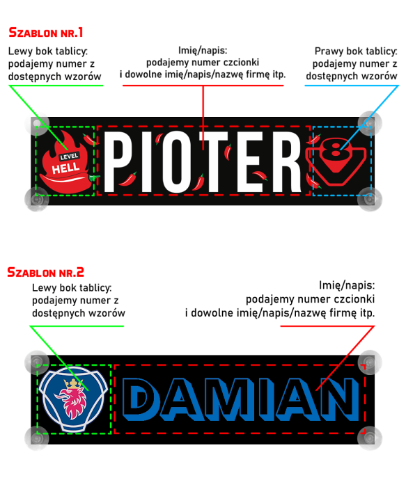 Tablica Imienna Led Tir Podświetlana dla Kierowcy do Ciężarówki Premium Nadruk - 1