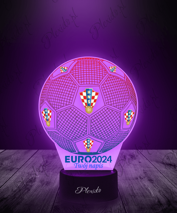 Lampka LED 3D Plexido z Nadrukiem Piłka Nożna Reprezentacja Chorwacji Euro 2024