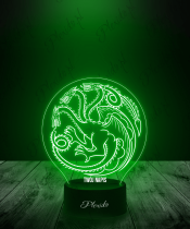 Lampka LED 3D Plexido Gra o Tron Ród Smoka Herb Targaryen - 1